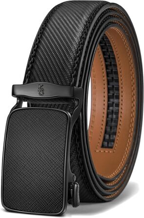 Чоловічий шкіряний ремінь KEMISANT з автоматичною пряжкою, 35 мм, без отворів, регульований, чорний