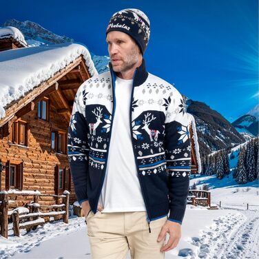 Чоловіча в'язана куртка Nebulus SVERRE, тепла та практична, колір Navy-offwhite