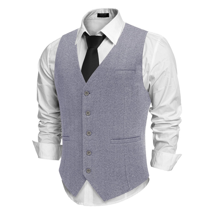 Жилет чоловічий COOFANDY, класичний, для ділового стилю, Regular Fit (Сіро-блакитний, 3XL)