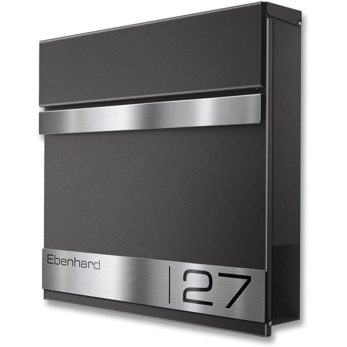 Поштова скринька Metzler Premium з газетницею Anthrazit (Антрацит) та іменним шильдиком - настінна, з нержавіючої сталі V2A з порошковим покриттям RAL 7016, модель Stencil