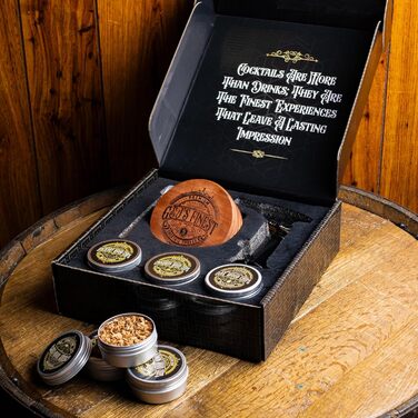 Набір для копчення віскі | Набір для копчення коктейлів з факелом, захистом від обгорання, кришкою, 6 дерев'яними стружками та подарунковою коробкою для копченого Old Fashioned | Набір для копчення бурбону (без бутану) Стандартний