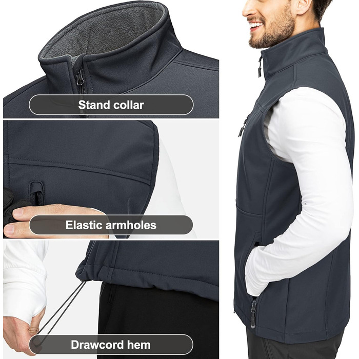 Чоловіча жилетка Outdoor 33000ft з м'якого флісу, водонепроникна, Softshell, XXL, темно-сіра