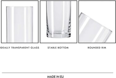 Krosno Beverages Glass Water Glasses | 12-Piece Set | 200 ml | Pure Collection | Perfect for Home, Restaurants, and Parties and Events | Dishwasher Safe