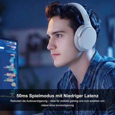 Бездротові навушники-вкладки Srhythm NC25 з активним шумозаглушенням (ANC), Bluetooth, NFC, HiFi звук, 40 мм динаміки, вбудований мікрофон, складані (Колір: Туманно-білий)