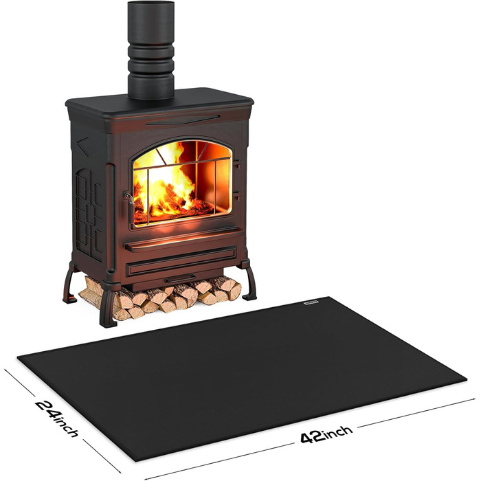 Килимок під гриль, захист від полум'я, 105x60 см, для газового гриля, силікон-склотканина, чорний