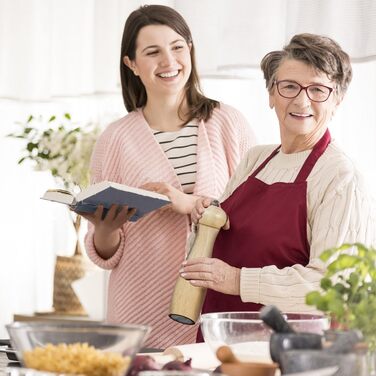 Дерев'яні соляні та перечні млини, 20 см, з регулюванням ступеня помелу, наповнювані вручну, з дуба, для кухні - набір 2 шт.