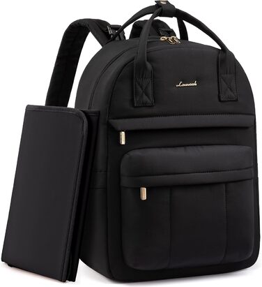 Рюкзак-переноска LOVEVOOK для мами та тата: рюкзак-сумка для догляду за дитиною з пеленальною підкладкою та ременями для дитячої коляски, чорний M