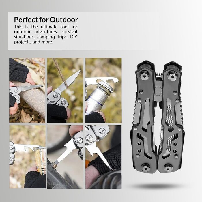 Мультитул 14-в-1 з плоскогубцями, ножем, викрутками, відкривачкою для пляшок та нейлоновим чохлом – компактний та надійний багатофункціональний інструмент для кемпінгу, відпочинку на природі, надзвичайних ситуацій та домашнього використання