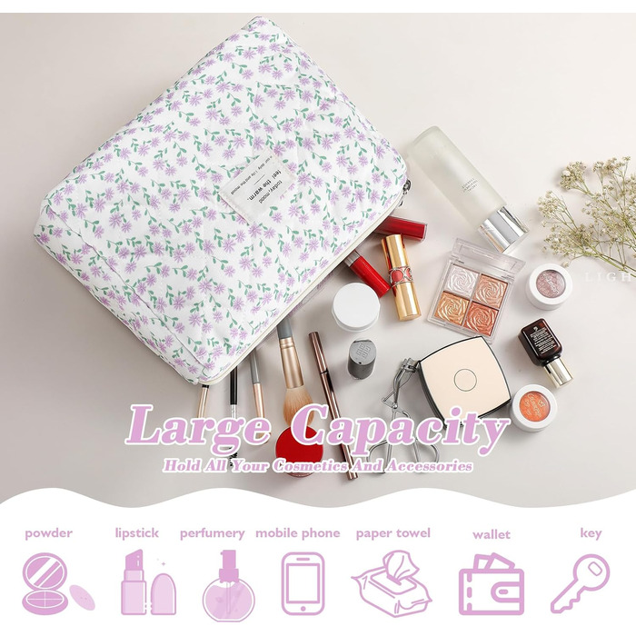 Набір косметичок 3 шт. з квітковим принтом для жінок та дівчат | Косметичка для подорожей та повсякденного використання | Набір косметичок з вишивкою (фіалково-павлинний)