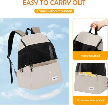 Рюкзак-переноска для тварин ALLSOPETS: для котів та маленьких собак. Зручний, дихаючий, для подорожей, кемпінгу, прогулянок. Бежевий колір