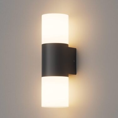 Klighten Wall Lights E27 Indoor/Outdoor 2-Light, Up and Down Outdoor Lamp Black, Outdoor Light Fixture, IP54 Outdoor Lamp, Aluminum Modern Outdoor Wall Light, Wall Lamp for Entrance, Terrace, without Bulb