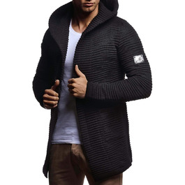 Чоловіча в'язана куртка Leif Nelson з капюшоном та блискавкою - чоловіча кардиган з трикотажного полотна для зими, чорний, XL