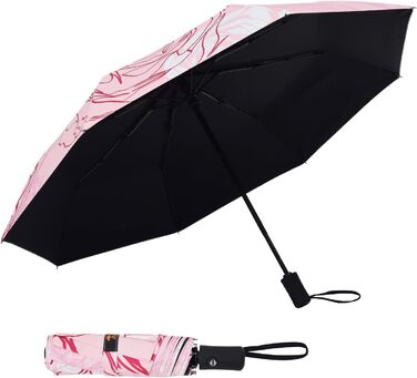 Компактна дорожня парасолька SY Winddicht: автоматична, легка, незламна. Виробник продає. Висока якість за доступною ціною (C-Rosa Rose)