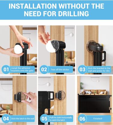 Захист для дитячих воріт Nalezuns, висувний, 0-180 см, сірий, чорний (без перфорації)