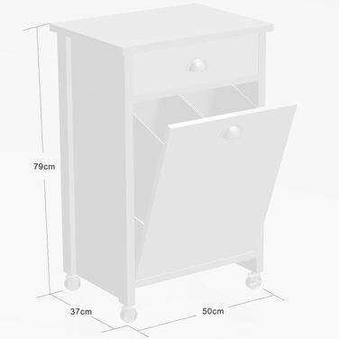 Кухонний візок Kesper з системою сортування сміття, 50 x 37 x 79 см, білий/сірий | 25527