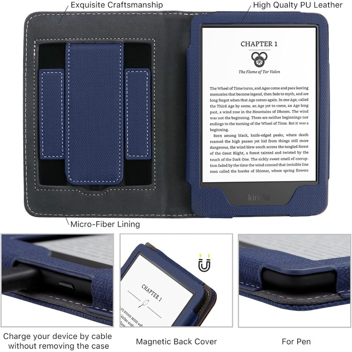Чохол для Kindle 11-го покоління (2024/2022) Navy Blue: захисна обкладинка з підставкою та авто-сном