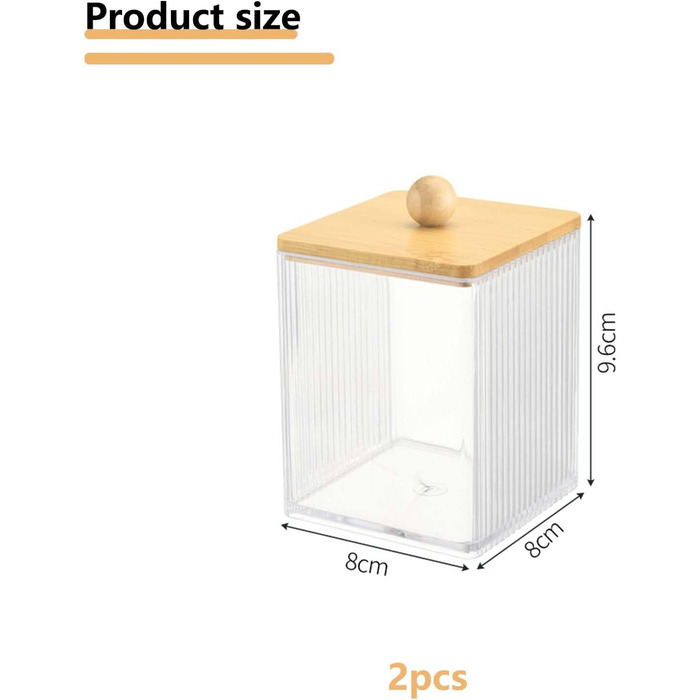 Набір для зберігання ватних паличок та дисків, чорний, акрил/бамбук, 3 шт.