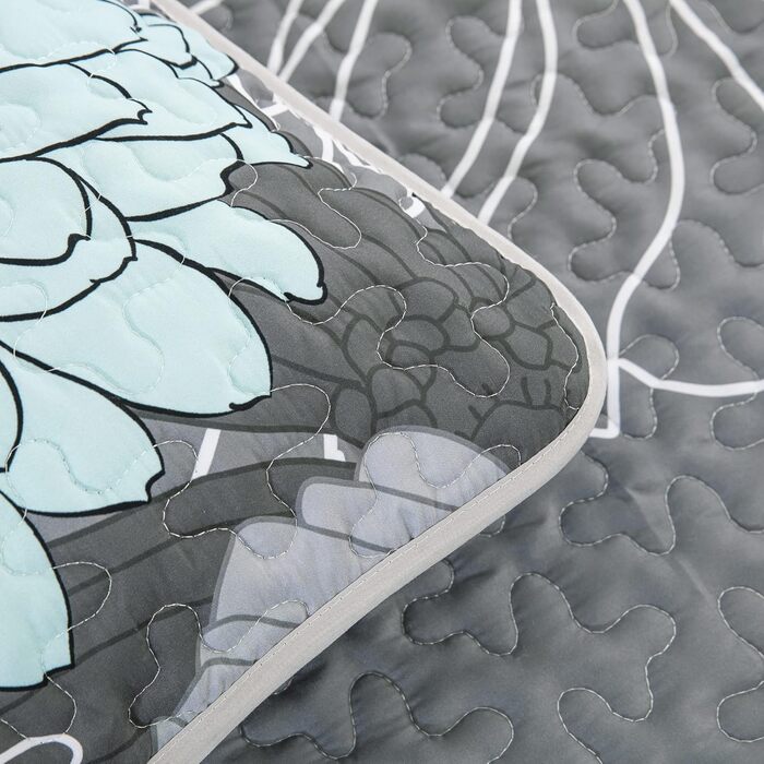 Покривало Tagesdecke WONGS BEDDING 220x240 см, зелене, квітковий дизайн, мікрофібра, комплект з 2 наволочками 48x75 см