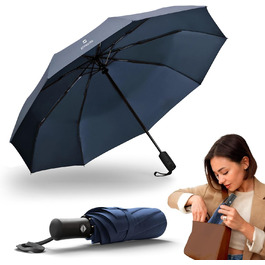 Стійкий до вітру парасолька STYNGARD Bergen - компактний парасолька з авто-відкриванням та водовідштовхувальним покриттям (блакитний)