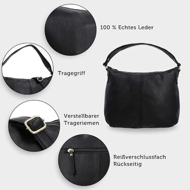 Сумка Gusti Shopper Leder Hannah - жіноча шкіряна сумка-шопер через плече, чорна