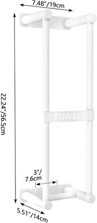 Тримач для рушників на стіну, велика полиця для рушників у ванну кімнату, металевий, білий, 56 см