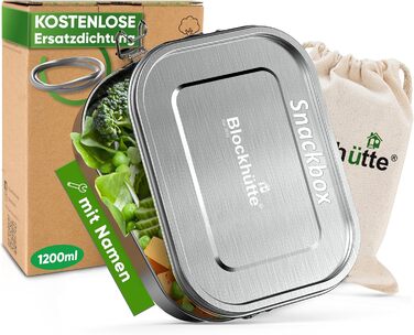 Log Cabin Personalized Stainless Steel Lunch Box with Engraving | 1200 ml | Lunchbox with Name, Bento Box for Kids, Adults, Lunchbox with 3 Compartments, Meal Prep Boxes, Customizable Lunchbox