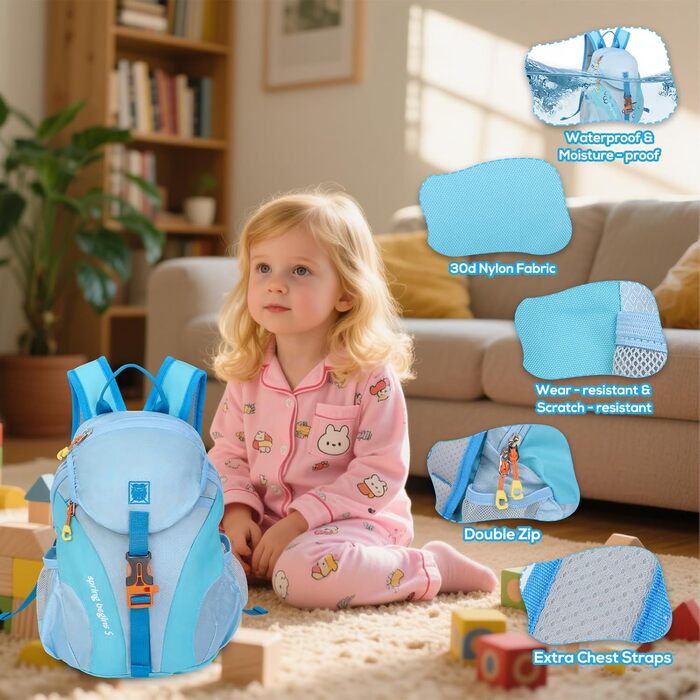 Дитячий рюкзак Cozary Kinder, 5L, водонепроникний, для подорожей, школи та спорту (Блакитний)