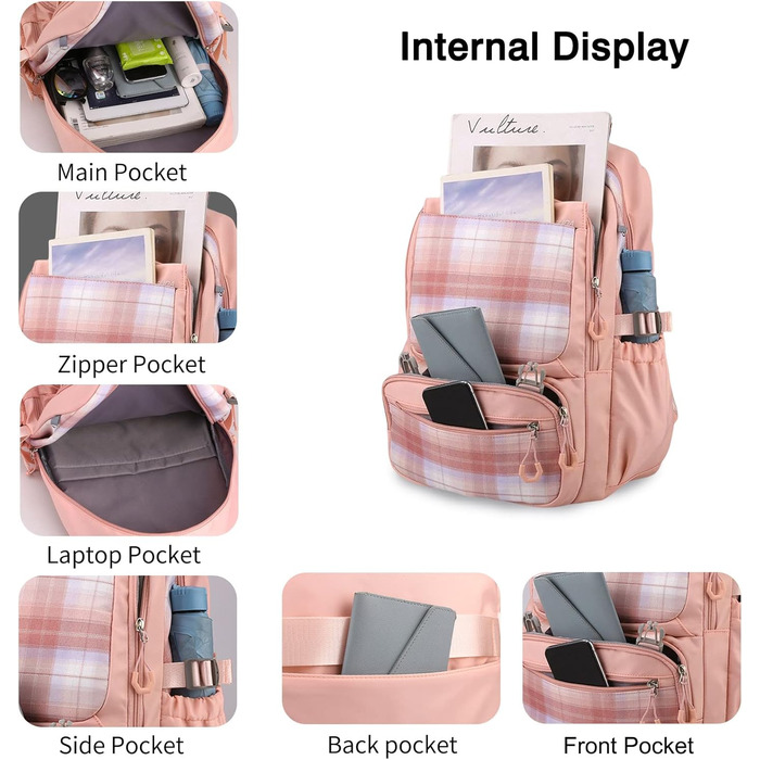 Шкільний рюкзак FANDARE: водонепроникний, з плюшевим брелоком та нашивкою, для хлопців та дівчат, для школи, подорожей та відпочинку. Сірий.