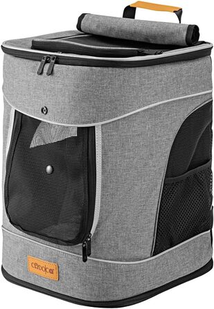 Рюкзак для тварин до 20 кг, сірий: регульовані ремені, складаний поводок, переноска для собак та котів