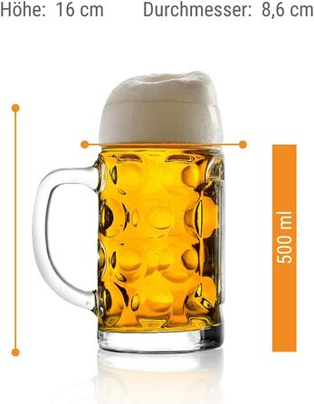 Набір пивних кружок Stölzle Lausitz ISAR, 6 шт., 0,5 л, скло Soda Lime, для миття в посудомийній машині