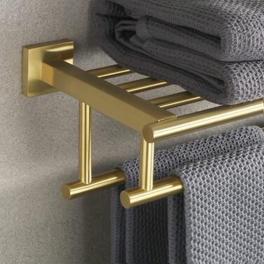 Тримач для рушників SAYAYO на стіну, з полицею, з нержавіючої сталі, 50 см (золотий)