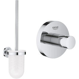 GROHE Essentials | Bathroom Accessories - Toilet Brush Set | 40374001 & Essentials | Bathroom Accessories - Bathrobe Hook | chrome | 40364001