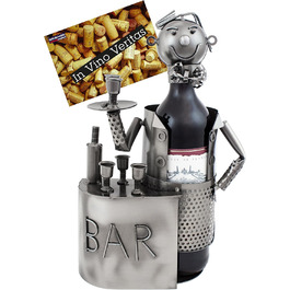 BRUBAKER Wine Bottle Holder Bartender Metal Sculpture with Gift Card