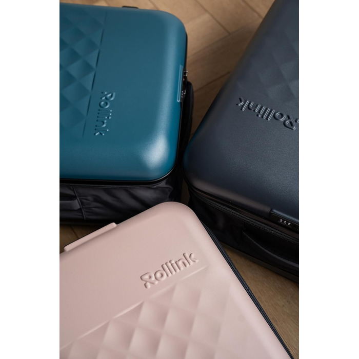 Чемодан Rollink Vega 360, 104L, 4 колеса, чорний, з інноваційним замком, міцний, екологічний (Carry-On, Deep Lagoon)