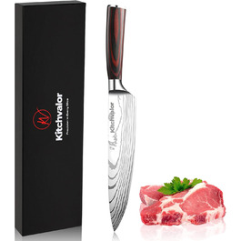 Ніж кухарський Kitchvalor 6 дюймів (15 см) з високоякісної сталі, кухонний ніж для нарізання та шинкування, ергономічна ручка, подарункова коробка (Santo Knife)