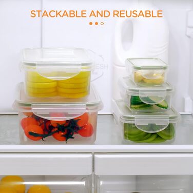 Набір контейнерів для зберігання їжі AiQInu 5 шт. з кришкою, BPA-Free, PP (1.5L+1L+0.5L+0.24L+0.12L), прозорі, для холодильника та мікрохвильової печі