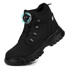 Черевики безпеки для чоловіків та жінок, водонепроникні, зі сталевим підноском, робочі черевики з поворотним затискачем, черевики з захистом від порізів, легкі, з антиковзким покриттям, шкіряні, розмір 40-46, 44 EU