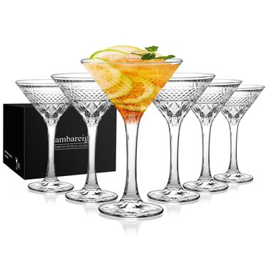 Набір келихів Martini 6 шт, 180 мл, кришталь без свинцю, для Мартіні, коктейлів, вина - подарунок жінці/чоловіку