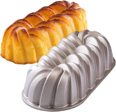 Форма для випікання Patisse 04503, для кексів, бріошів і хліба, плетена, литий алюміній, бежево-золота, 31x14x8 см