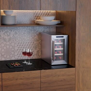Cecotec 8-Bottle Wine Rack Bolero GrandSommelier 830 CoolWood, Thermoelectric, Quiet and High Performance, Adjustable Temperature: 8-18ºC, Touch Control Panel, Displays, Eco-friendly.