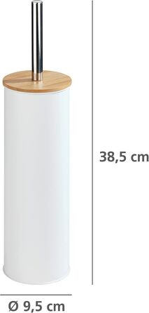 Набір для туалету WENKO Tortona: щітка для унітазу зі сталі та бамбуку, білий, 9,5 x 38,5 см