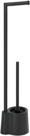 Набір для туалету WENKO Avola, чорний матовий, з тримачем для туалетного паперу та щіткою, з нержавіючої сталі та пластику, 13 x 70 x 16 см
