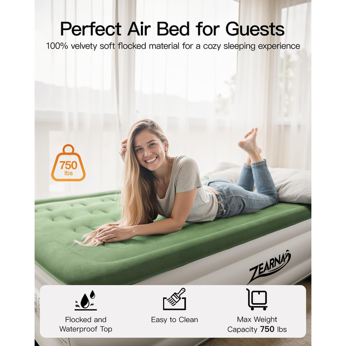 Надувний матрац Luftmatratze для 2 осіб 190x137x46 см з вбудованим насосом для кемпінгу та дому