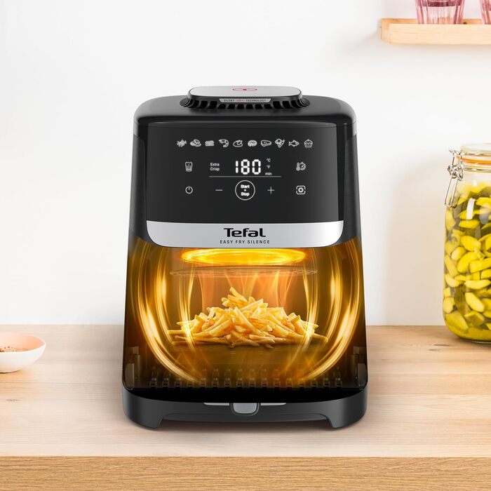 Фритюрниця Tefal Easy Fry Silence 7л, біла - аерофритюрниця з тихим режимом та 10 програмами приготування, EY8421E0