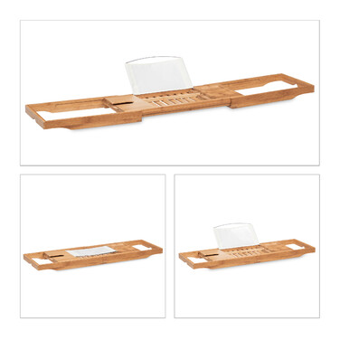 Relaxdays Bathtub Shelf with White Book Holder