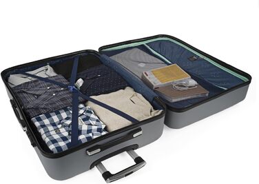 Чемодан валіза на колесах KPAT, валіза-тележка, валіза з жорсткого корпусу, срібна, S+L