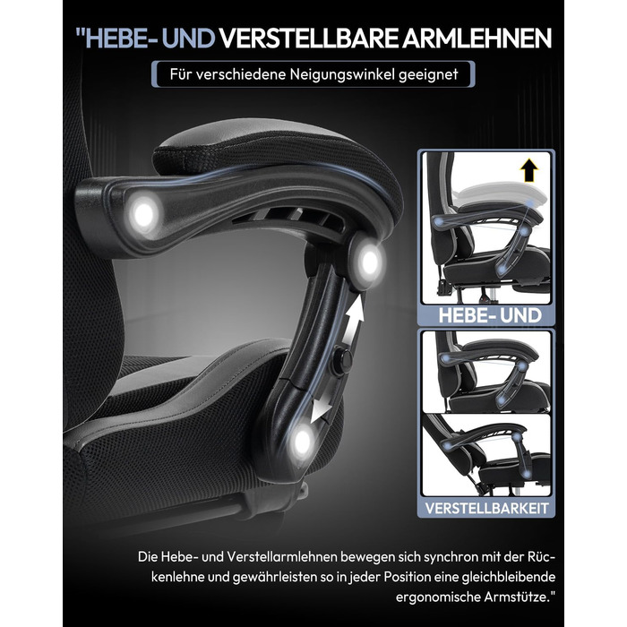 Геймерське крісло Nexthra Ergonomisch з підставкою для ніг, до 180 кг, чорне. Регульована спинка 150°, для геймінгу та офісу