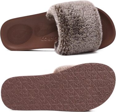Тапочки жіночі пухнасті COFACE з хутром, теплі домашні капці, домашні шльопанці, літні та зимові тапочки для дому, домашні пухнасті тапочки для жінок, рожеві (39 EU, Кофе)