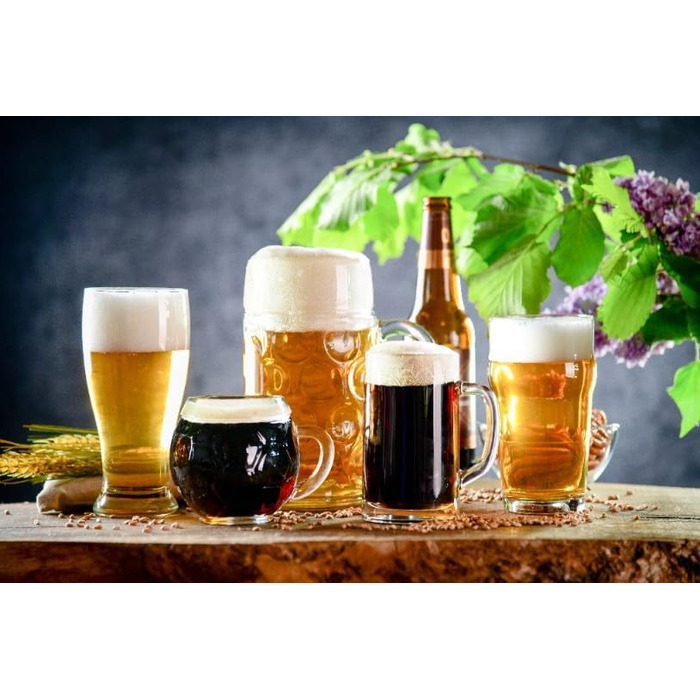 Набір келихів для пива Glasmark KROSNO 1992, 4 шт по 530 мл, для пілснера, стаута та еля, прозоре скло, придатні для посудомийки