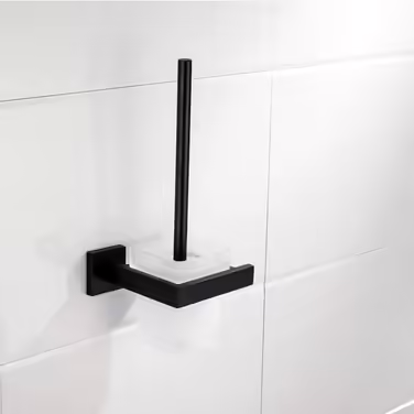 Toilet brush holder, black matte, wall-mounted toilet brush, stainless steel toilet brush holder set requiring drilling